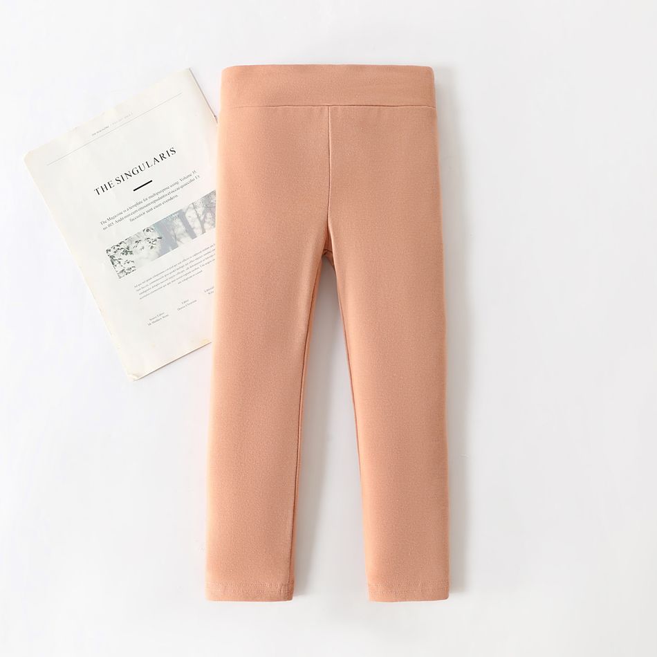 Toddler Girl Solid Color Elasticized Cotton Leggings BROWN
