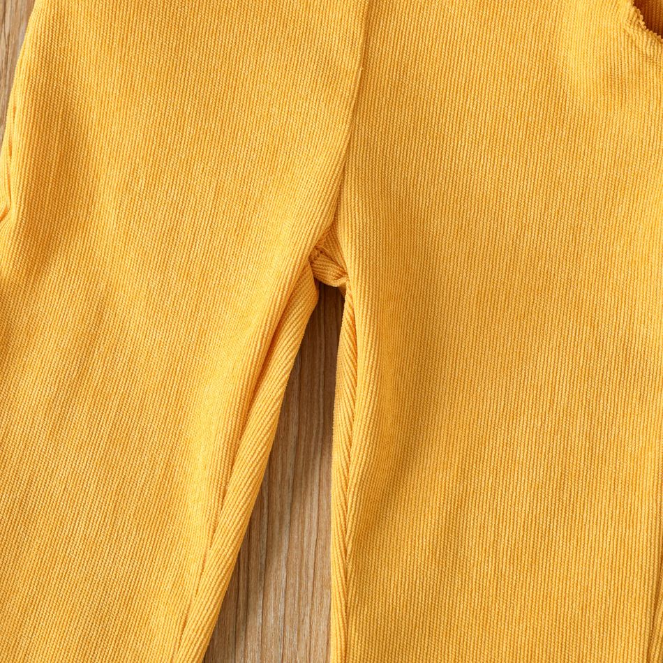 Toddler Girl Solid Color Elasticized Corduroy Pants Yellow big image 4