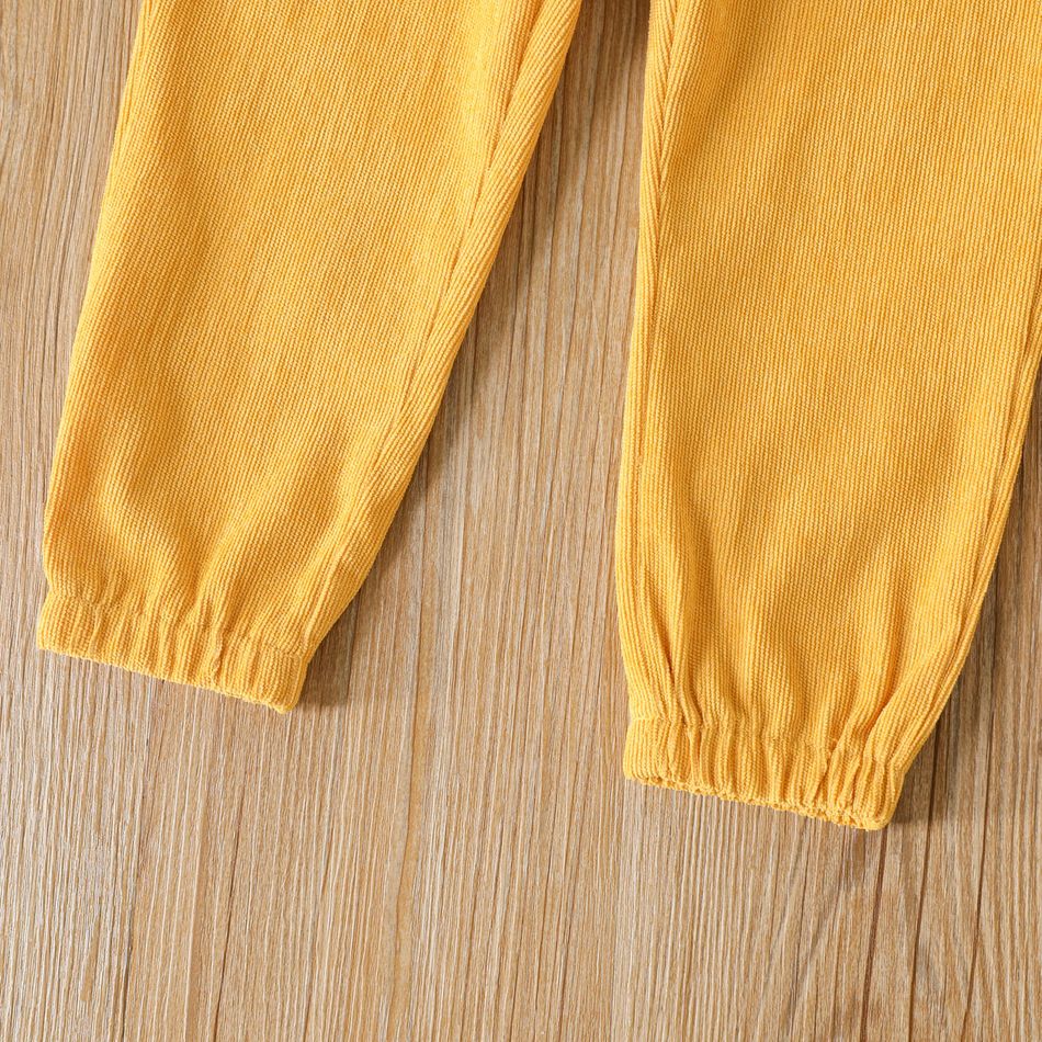 Toddler Girl Solid Color Elasticized Corduroy Pants Yellow big image 5