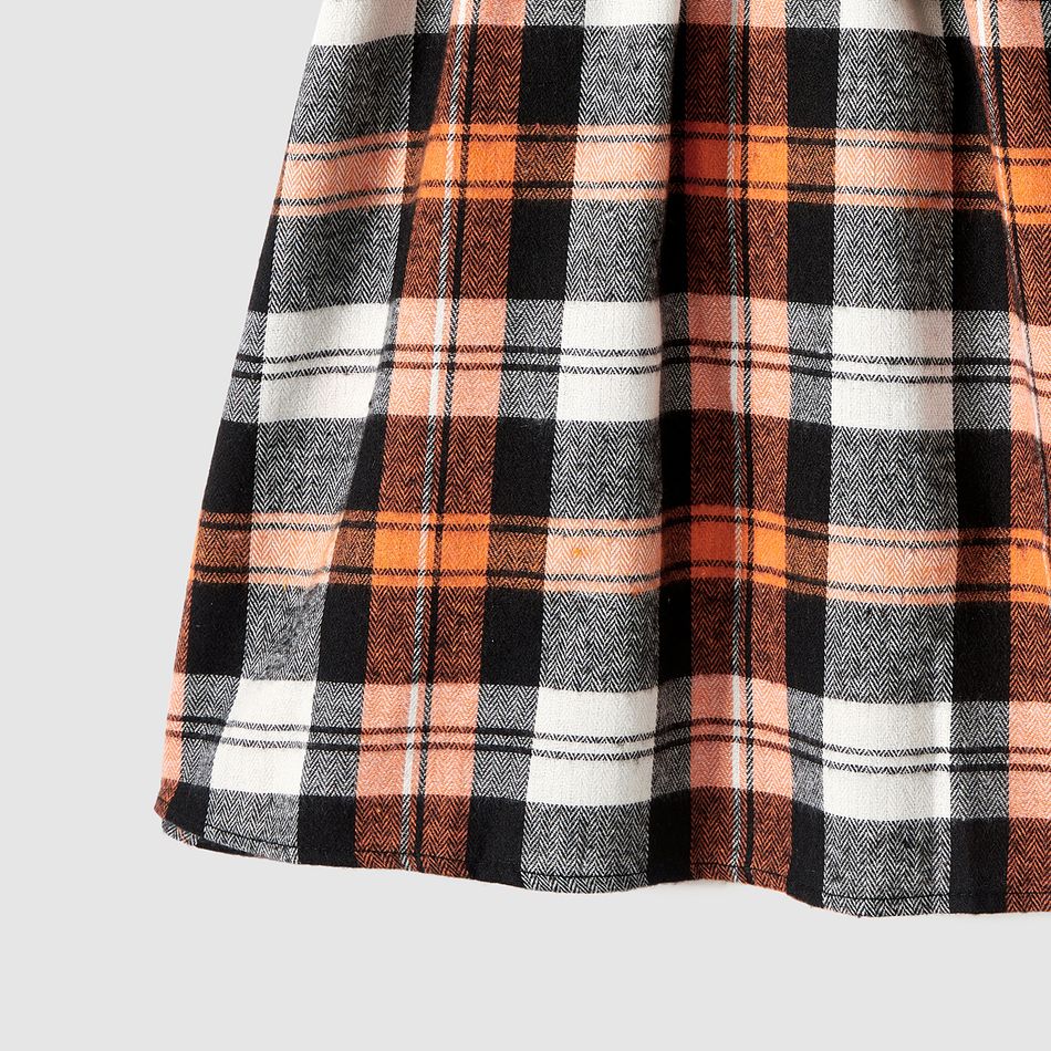 Family Matching Plaid Splicing Black Short-sleeve Dresses and Polo Shirts Sets ColorBlock big image 3