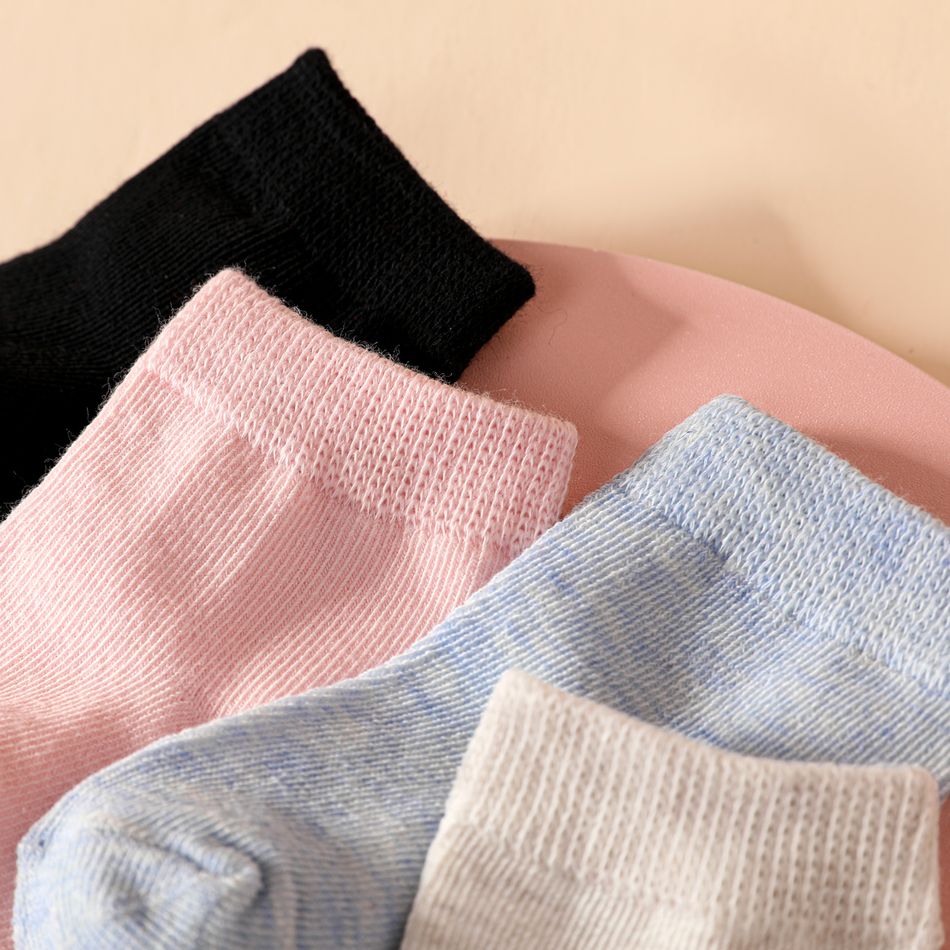 5 pares de meias sólidas para bebê 100% algodão Multicolorido big image 3