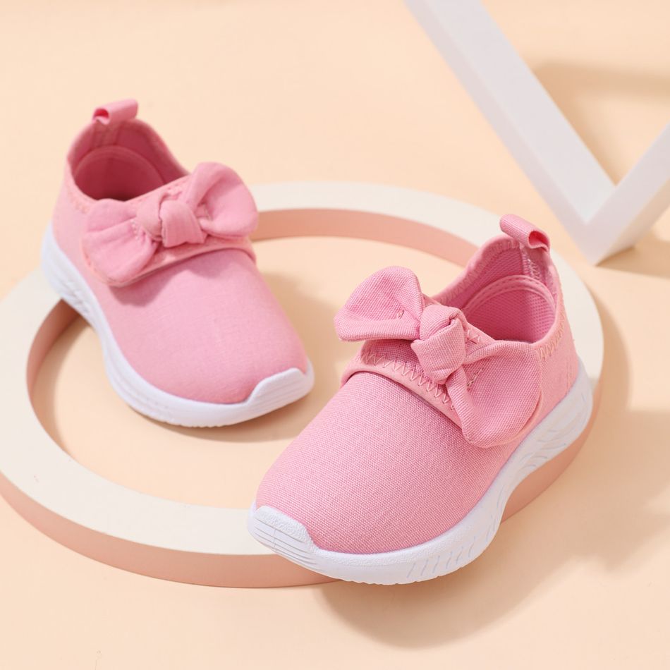 Toddler / Kid Bow Decor Pink Sneakers Pink big image 1