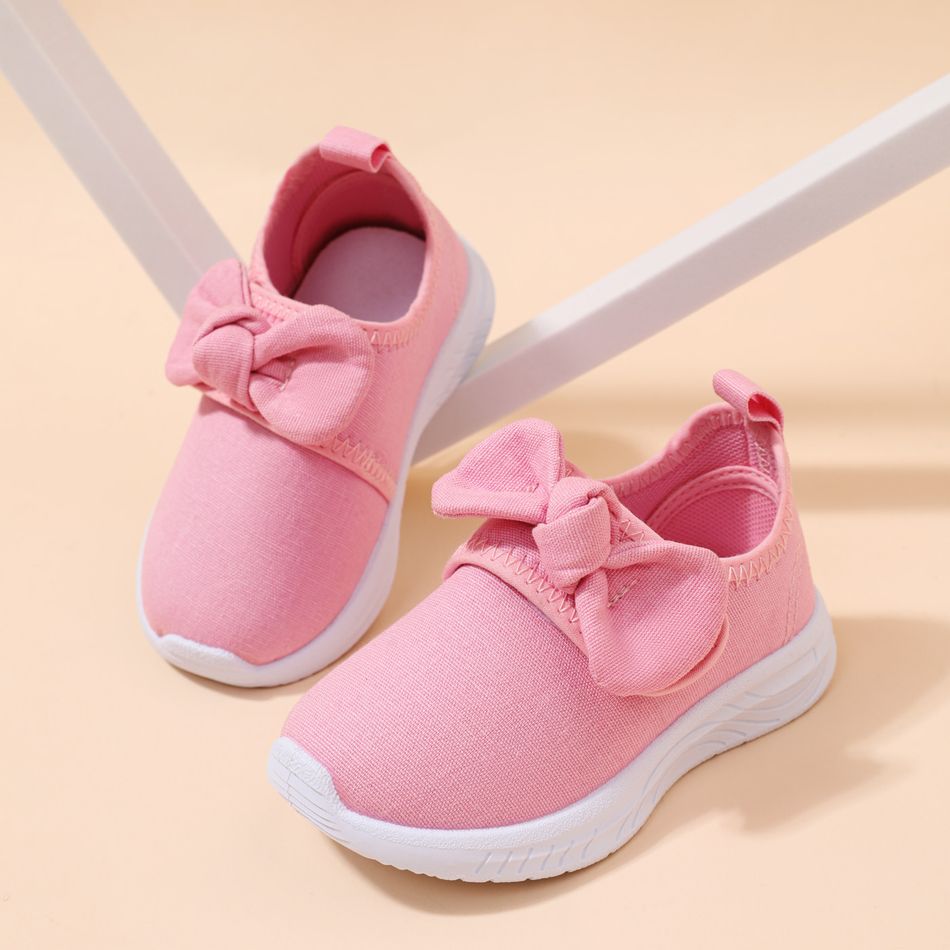 Toddler / Kid Bow Decor Pink Sneakers Pink big image 2