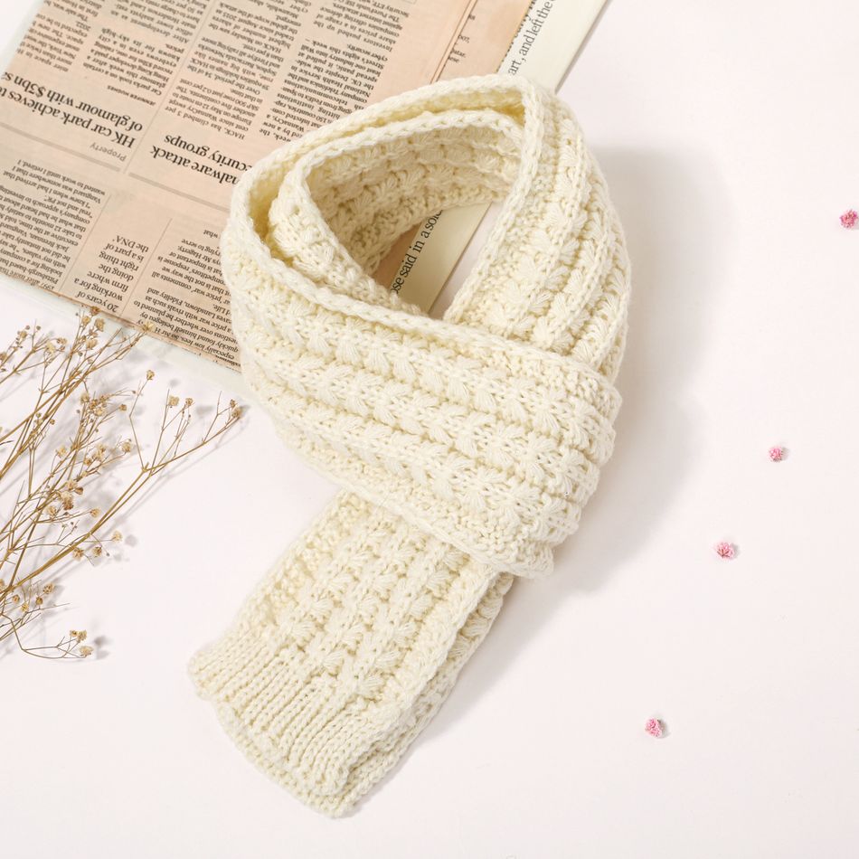 Toddler / Kid Solid Warm Knit Scarf White big image 4