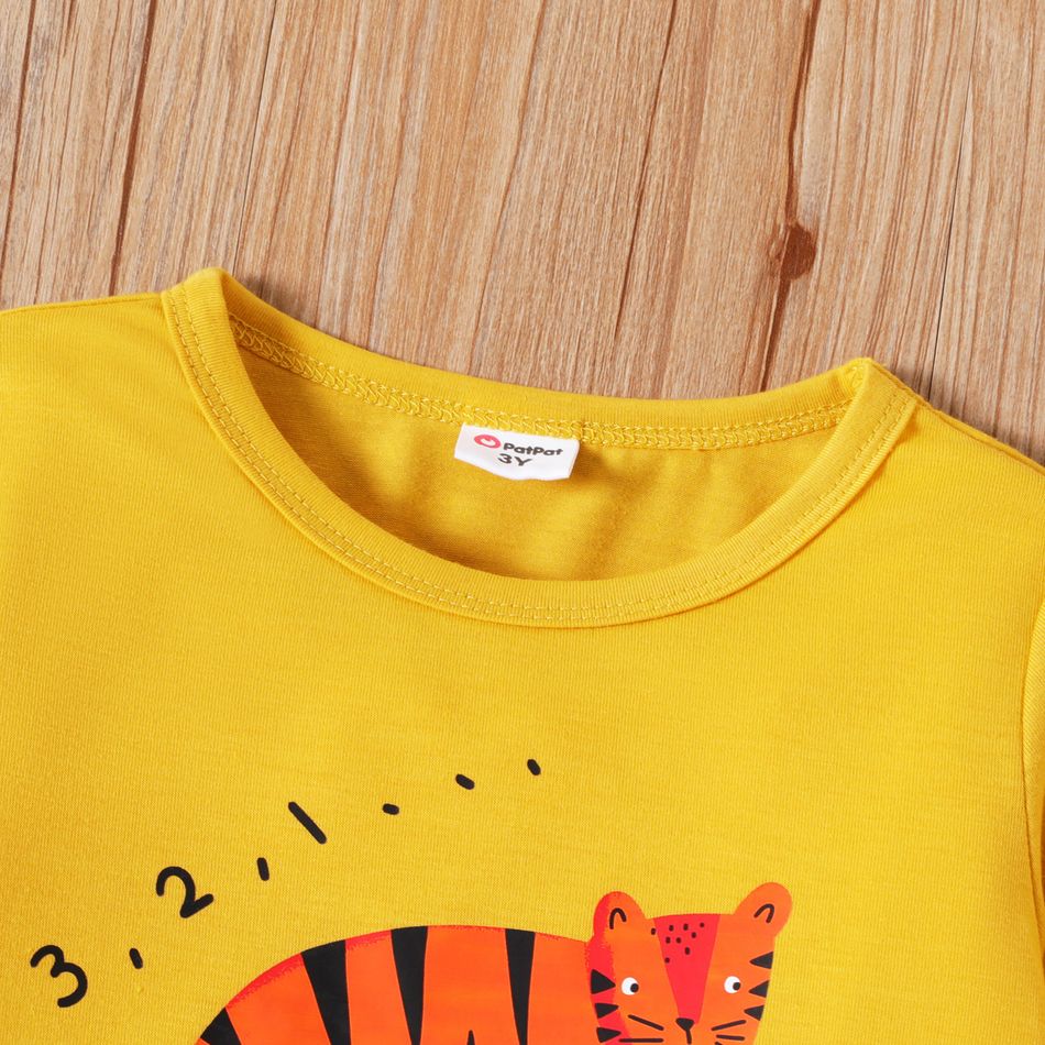 2 Stück Kleinkinder Jungen Kindlich Tiger Langärmelig T-Shirts Mehrfarbig big image 5