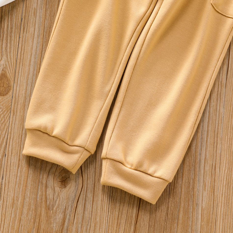 Toddler Boy Solid Color Pocket Design Elasticized Pants Khaki