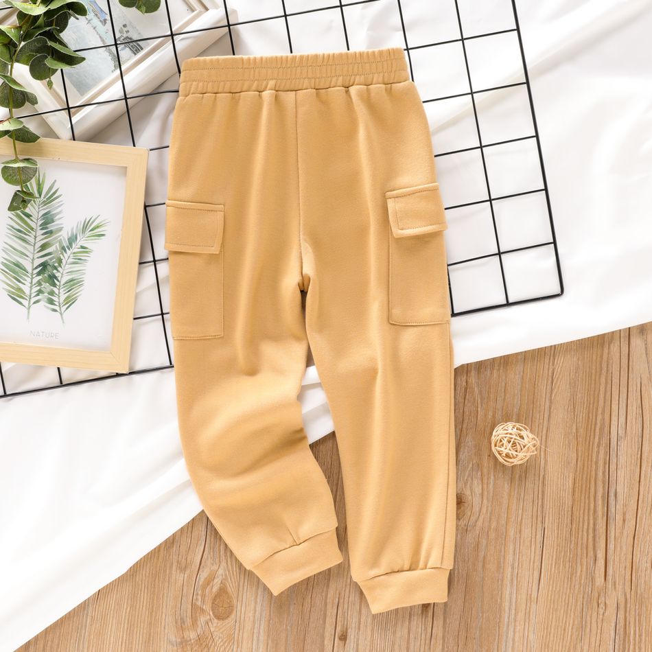 Toddler Boy Solid Color Pocket Design Elasticized Pants Khaki