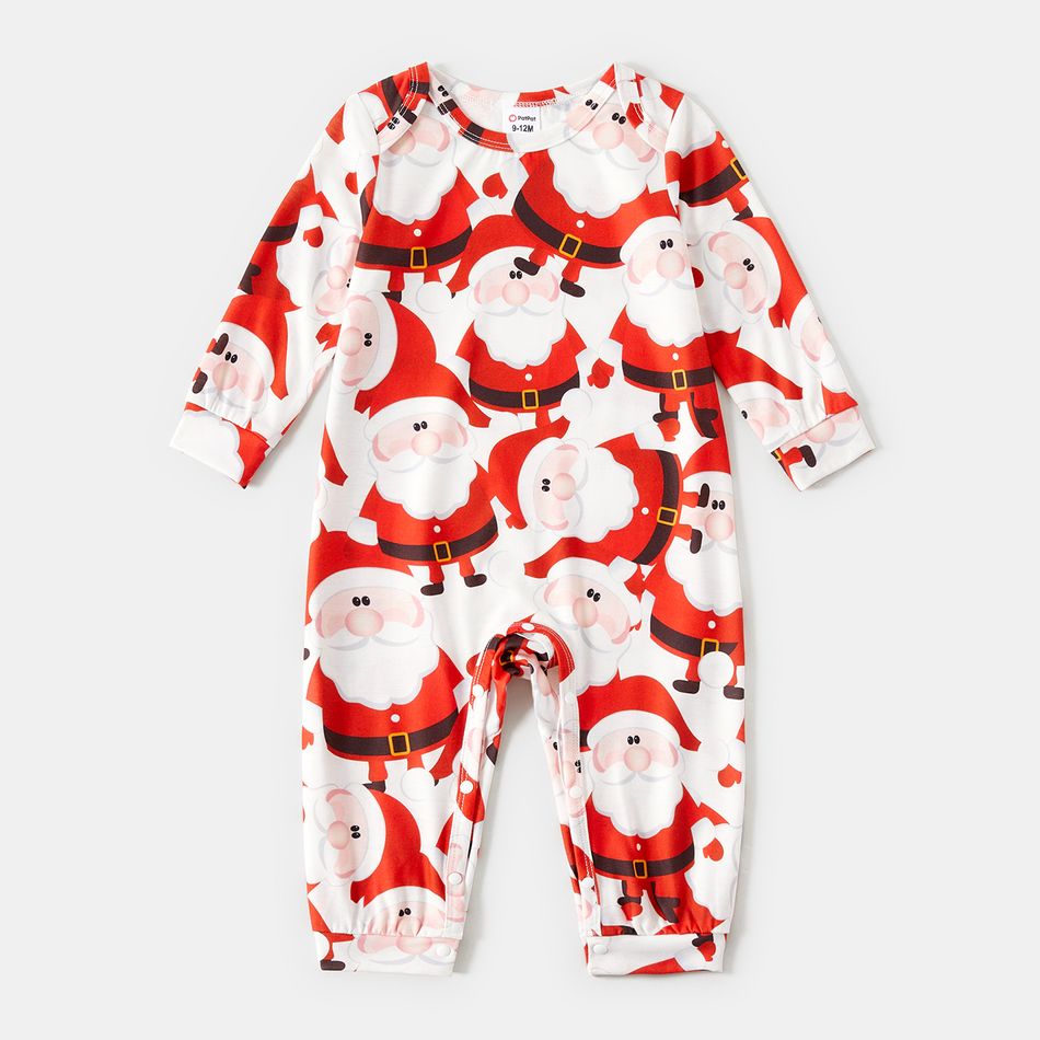 Christmas Family Matching 95% Cotton Short-sleeve Polo Shirts and Allover Santa Claus Print Drawstring Ruched Bodycon Dresses Sets redblack big image 9