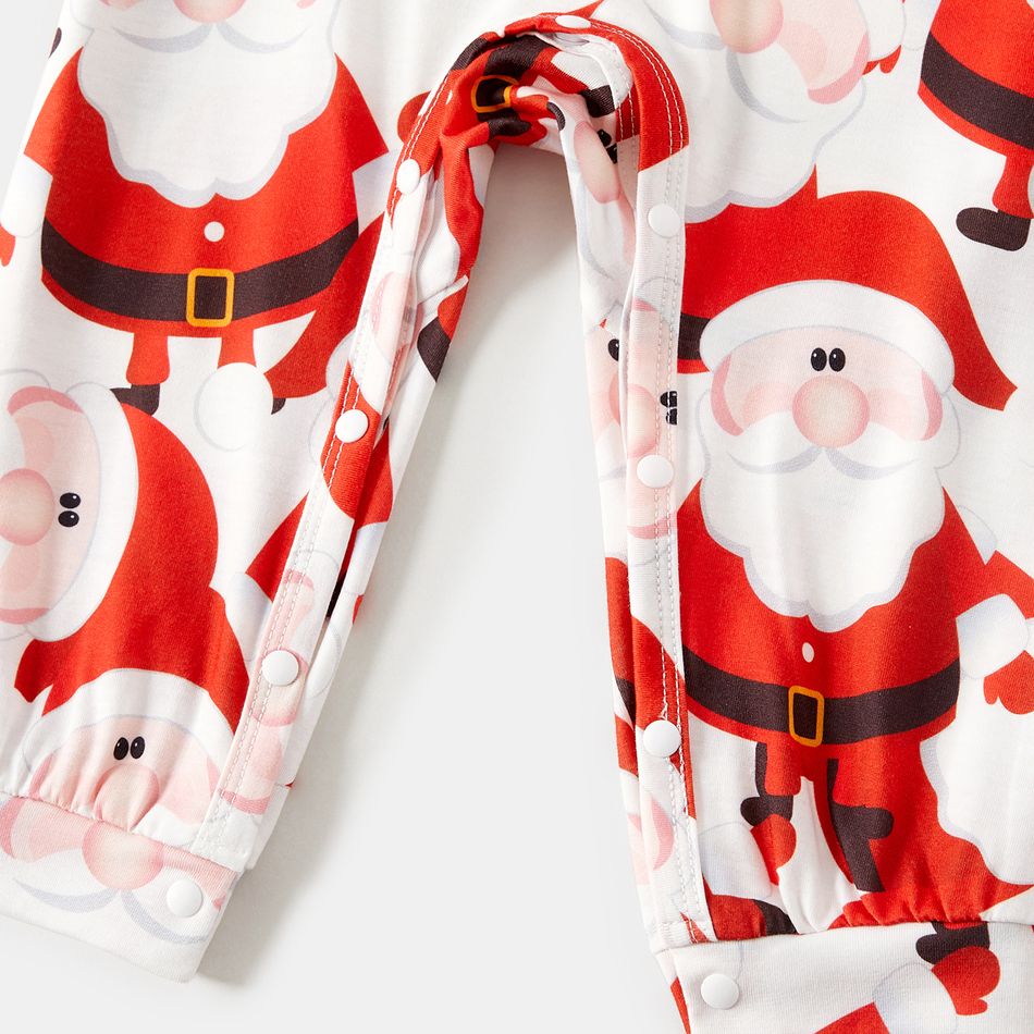 Christmas Family Matching 95% Cotton Short-sleeve Polo Shirts and Allover Santa Claus Print Drawstring Ruched Bodycon Dresses Sets redblack big image 12