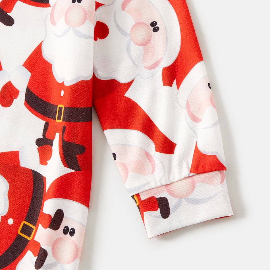 Christmas Family Matching 95% Cotton Short-sleeve Polo Shirts and Allover Santa Claus Print Drawstring Ruched Bodycon Dresses Sets redblack big image 11