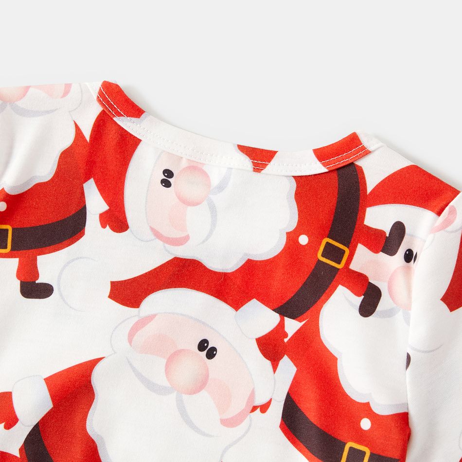 Christmas Family Matching 95% Cotton Short-sleeve Polo Shirts and Allover Santa Claus Print Drawstring Ruched Bodycon Dresses Sets redblack big image 8