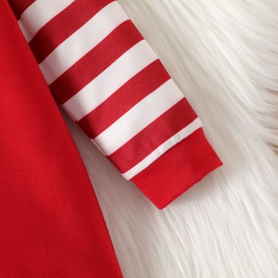 Christmas Baby Boy Reindeer Graphic Red Striped Long-sleeve Jumpsuit Red big image 4