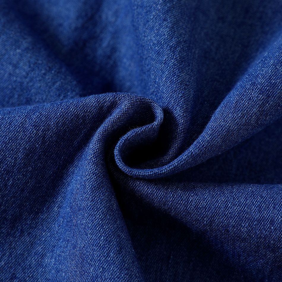 2pcs Kid Girl Floral Print Sleeveless Dress and Bowknot Design Denim Jacket Set Blue big image 5