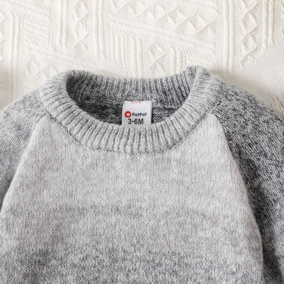 Baby Boy/Girl Long-sleeve Ombre Knitted Pullover Sweater Grey big image 4
