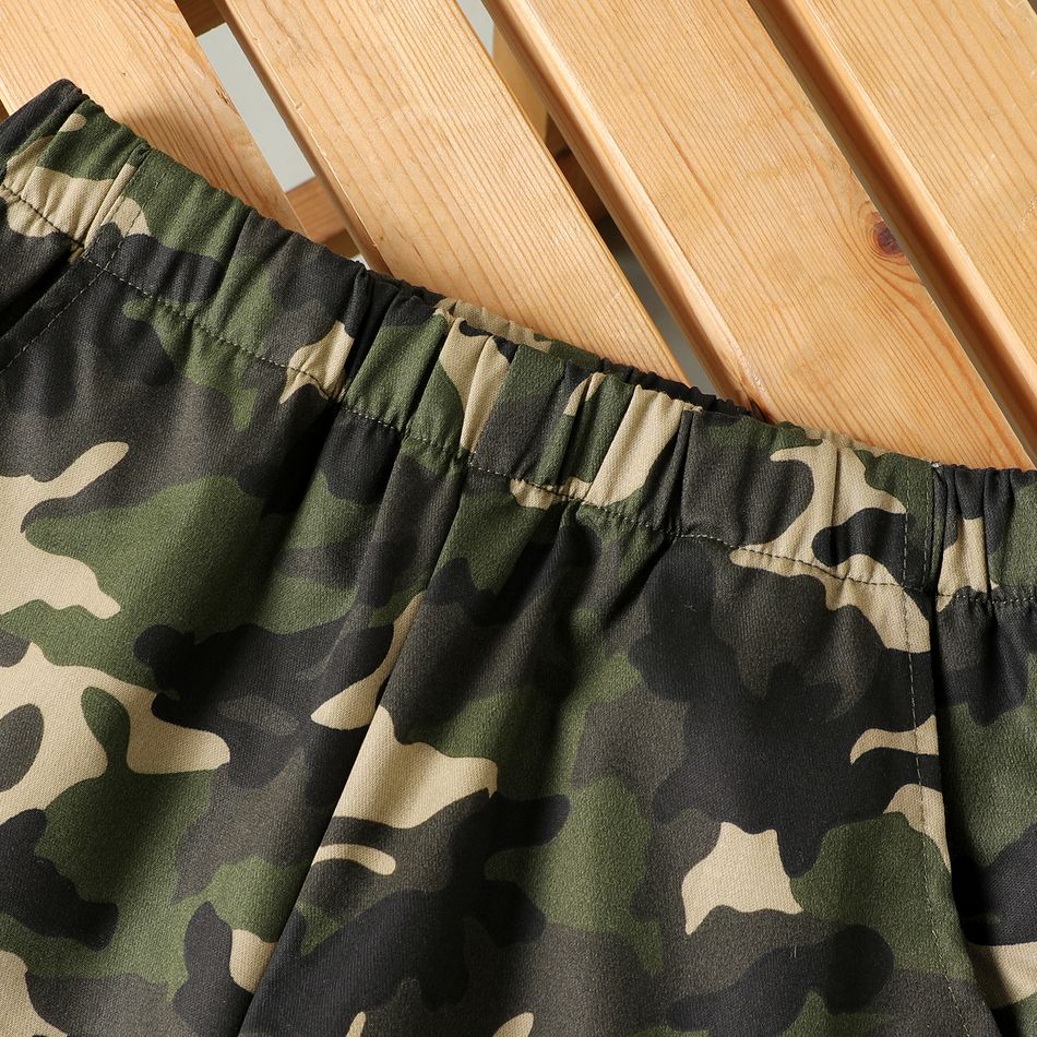 Kid Boy Letter Camouflage Print Pocket Design Cargo Pants Multi-color big image 2