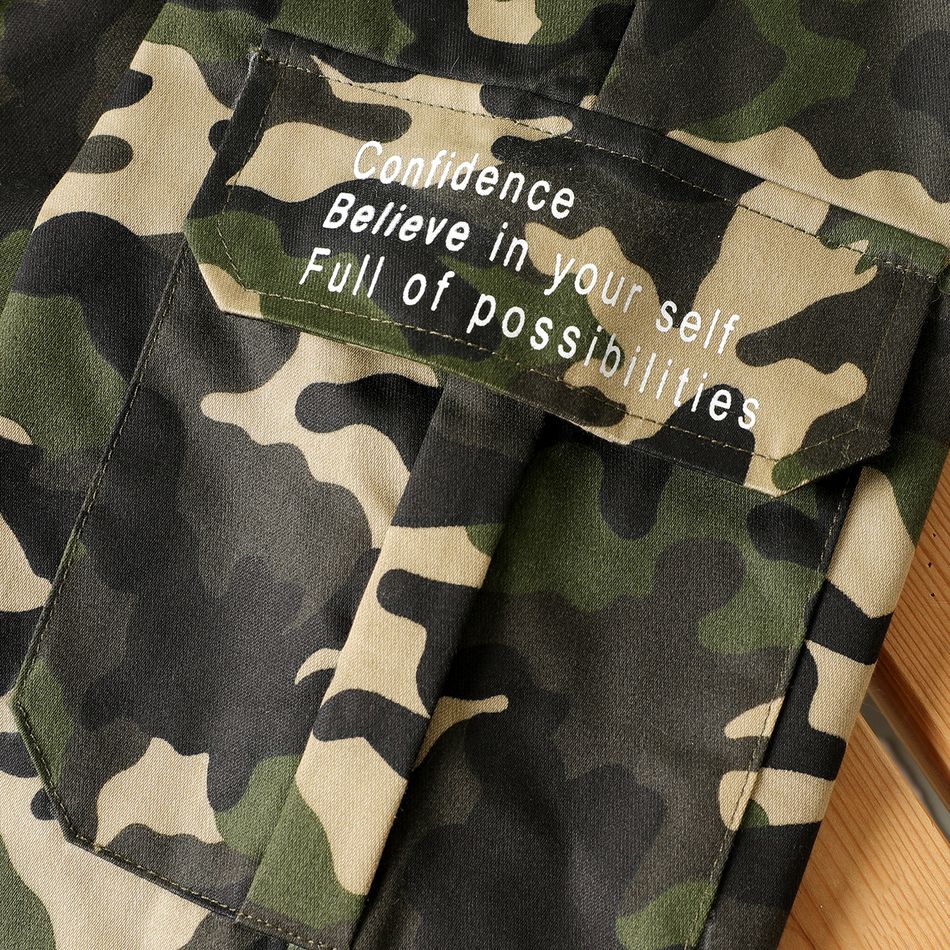 Kid Boy Letter Camouflage Print Pocket Design Cargo Pants Multi-color big image 3