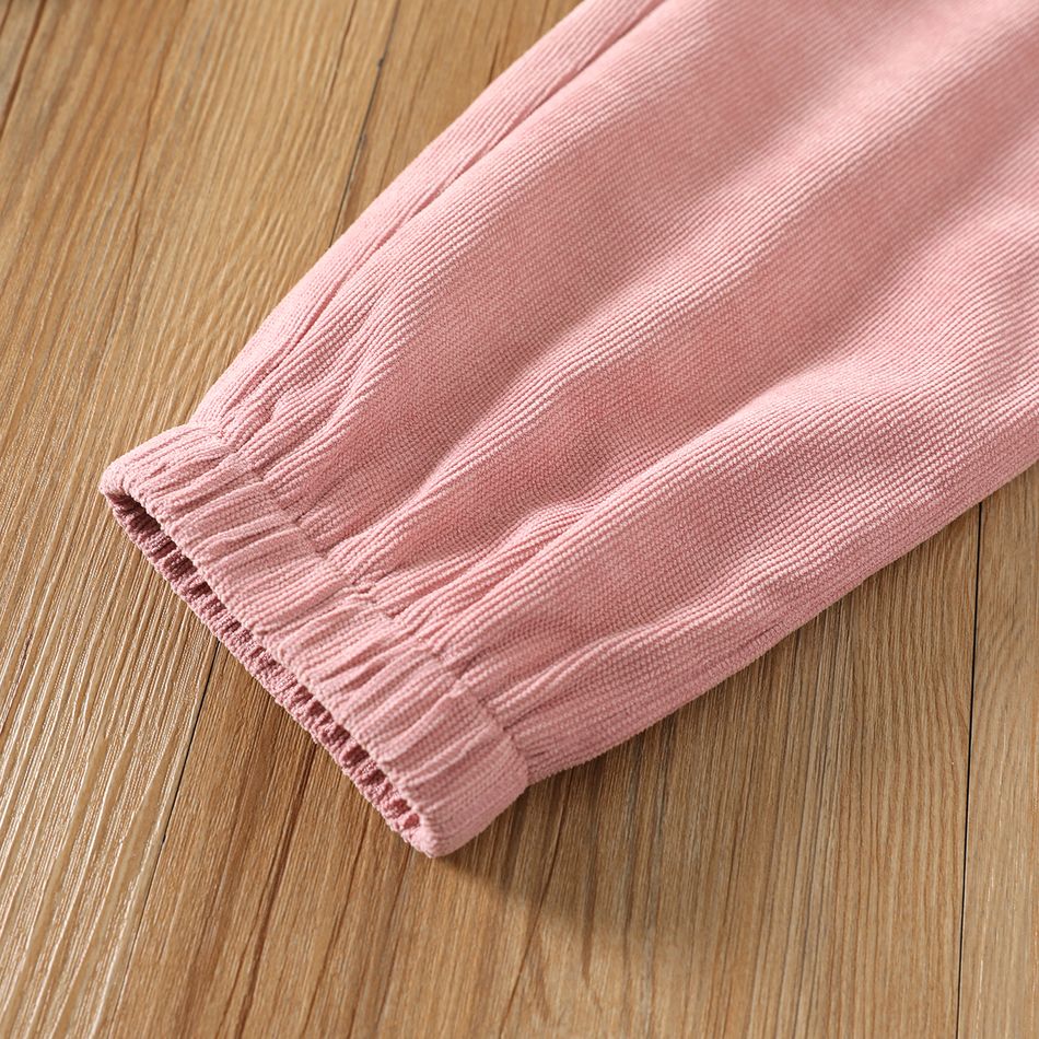 2pcs Kid Girl Bear Print Long-sleeve Tee and Pink Pants Set White big image 5