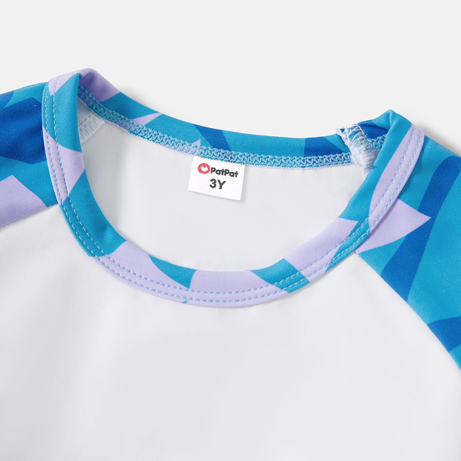 Activewear Toddler Gir/Boy Geometric Print Long Raglan Sleeve Tee Blue big image 4