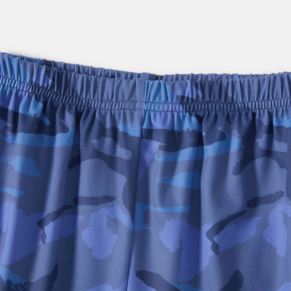 Activewear Kid Boy Camouflage Print Breathable Elasticized Pants Deep Blue big image 4