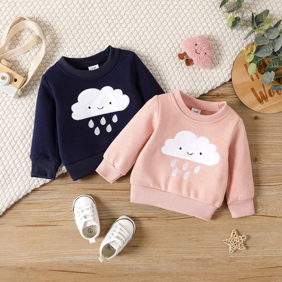 Neonato Unisex Cuciture in tessuto Infantile Manica lunga Felpa blu tibetano big image 4