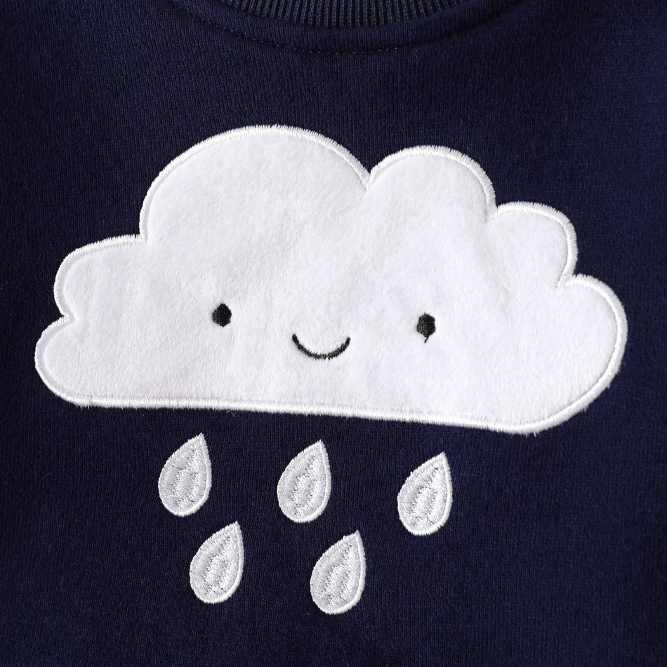 Baby Boy/Girl Cloud Embroidered Long-sleeve Pullover Sweatshirt Tibetanblue big image 6