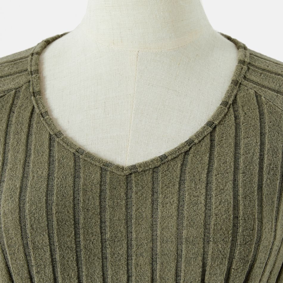 Mommy and Me Green Rib Knit Belted Long-sleeve Dress Green big image 3
