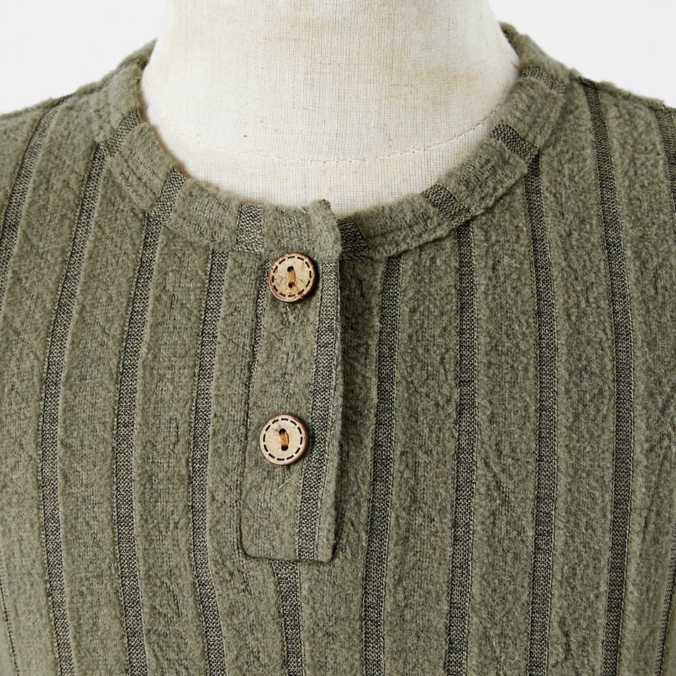 Mommy and Me Green Rib Knit Belted Long-sleeve Dress Green big image 10