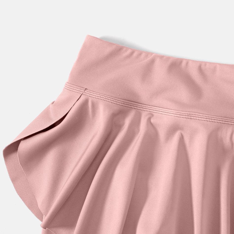 Activewear Kid Girl Solid Color Skirt Leggings Pink big image 4
