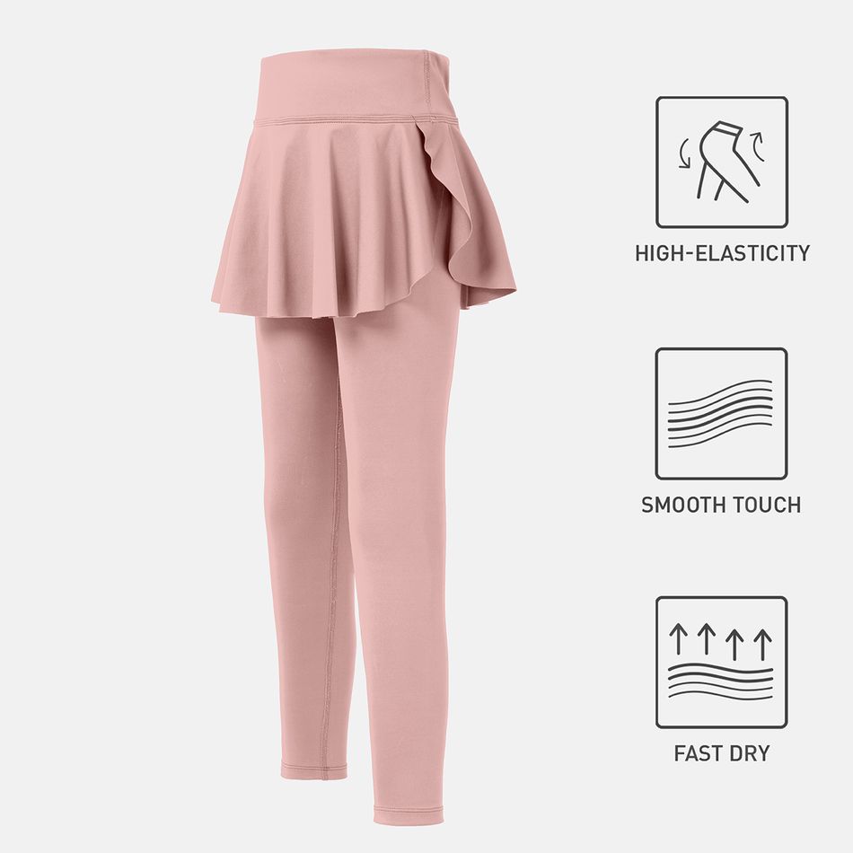 Activewear Kid Girl Solid Color Skirt Leggings Pink big image 1