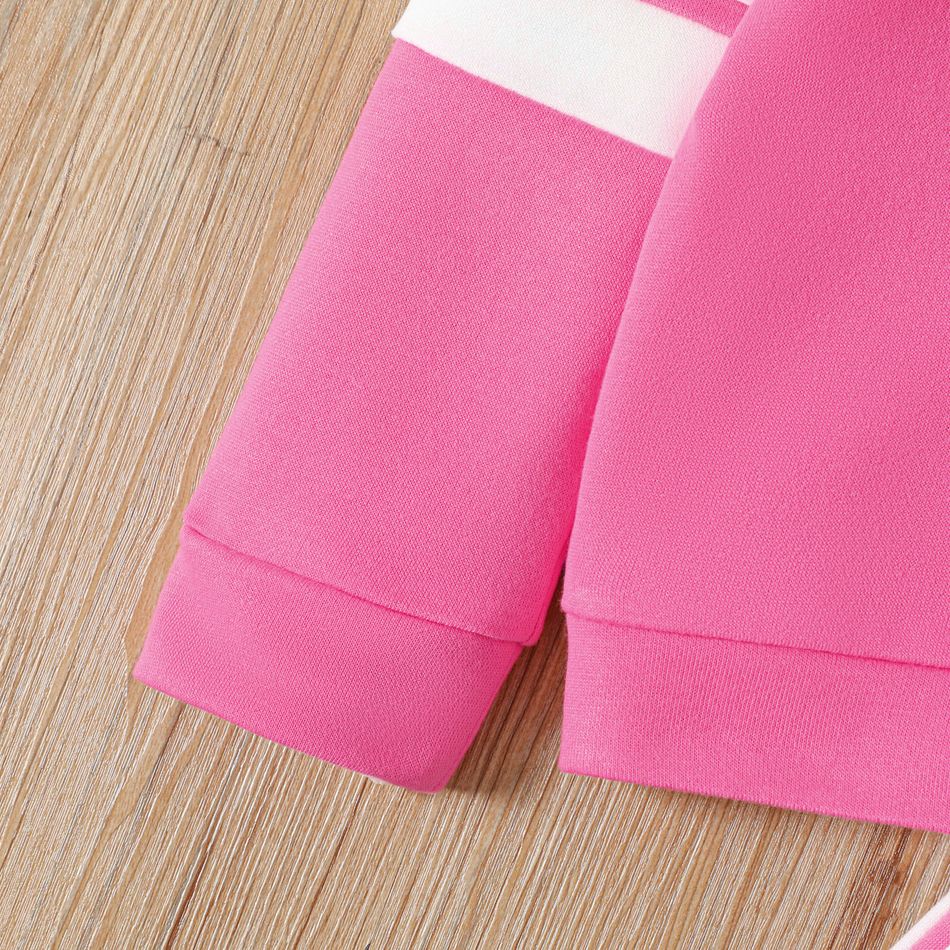 2pcs Kid Girl Striped Pink Hoodie Sweatshirt and Pants Set Pink big image 4