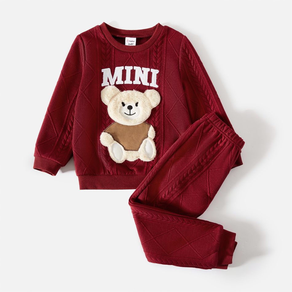 Look de família Manga comprida Conjuntos de roupa para a família Conjuntos vinho vermelho big image 7