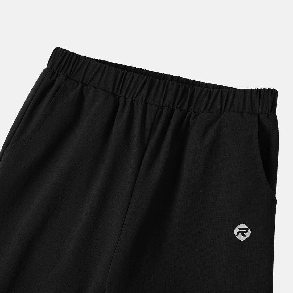 Activewear Kid Boy Solid Color Zipper Design Removable Elasticized Pants Black big image 4