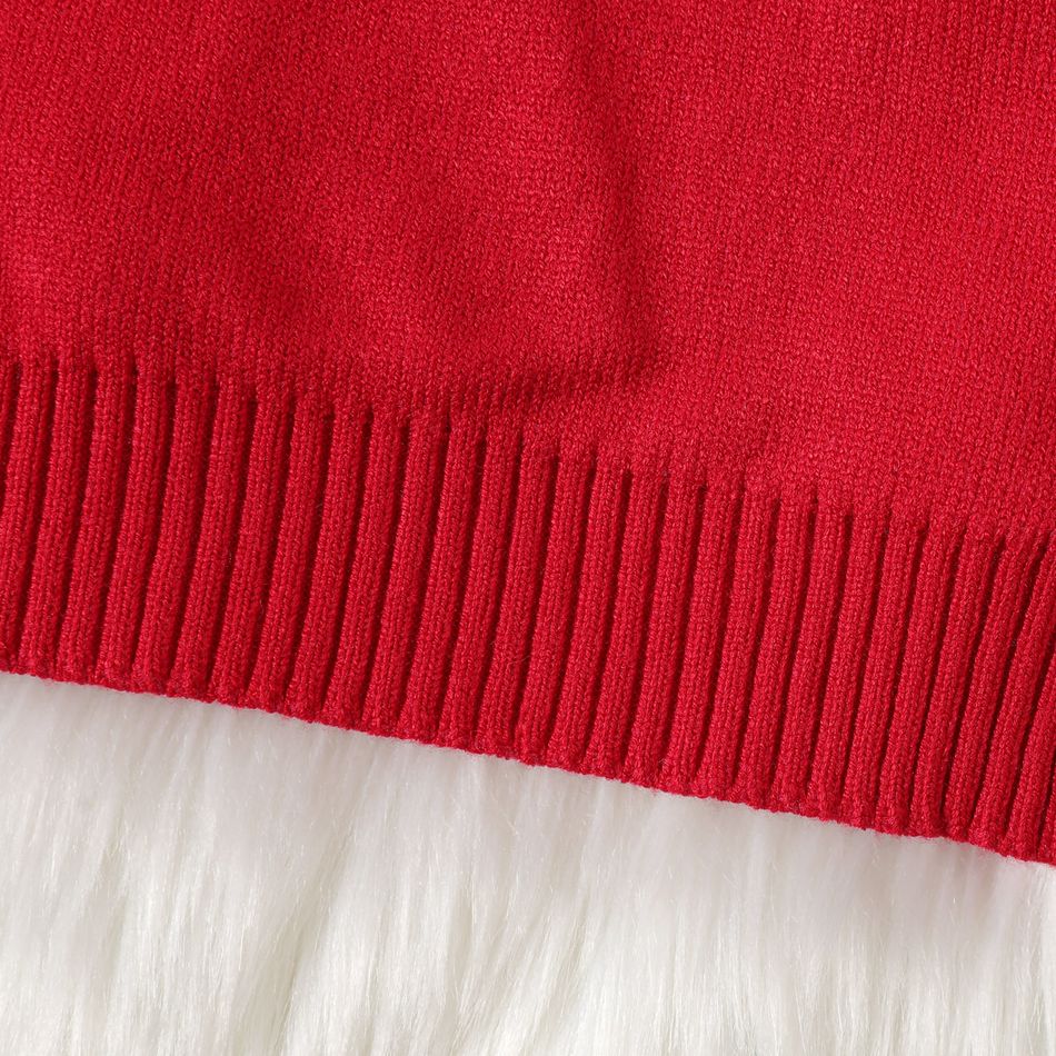 Christmas Baby Boy/Girl Deer & Snowflake Pattern Long-sleeve Colorblock Knitted Sweater Red big image 5