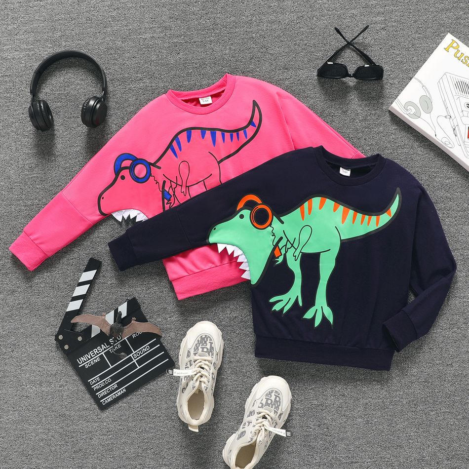 Kid Boy 3D Animal Dinosaur Print Pullover Sweatshirt Tibetanblue big image 2