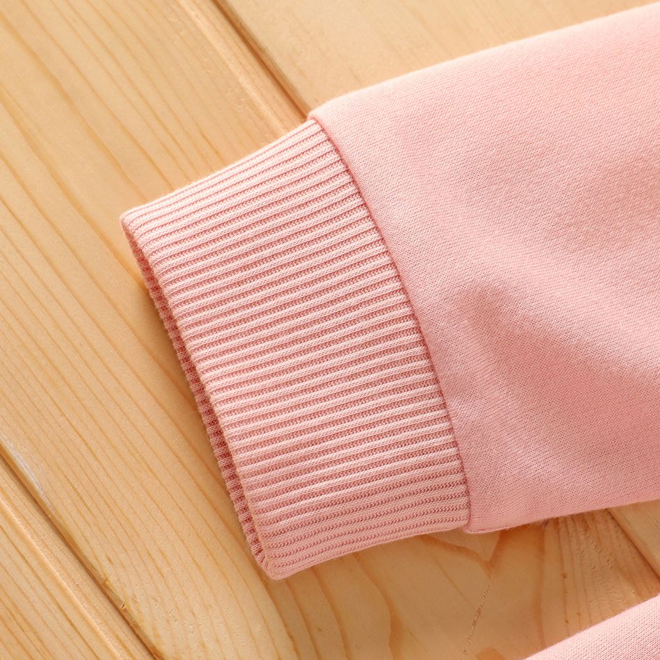 Vestido de moletom com capuz rosa/veludo de cor sólida para menina infantil Rosa escuro big image 5