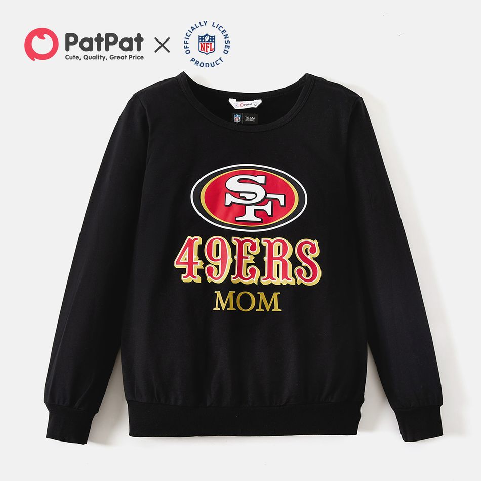 سويت شيرت أسود برسومات طويلة الأكمام من القطن بنسبة 100٪ من عائلة nfl (San francisco 49ers) أسود big image 5