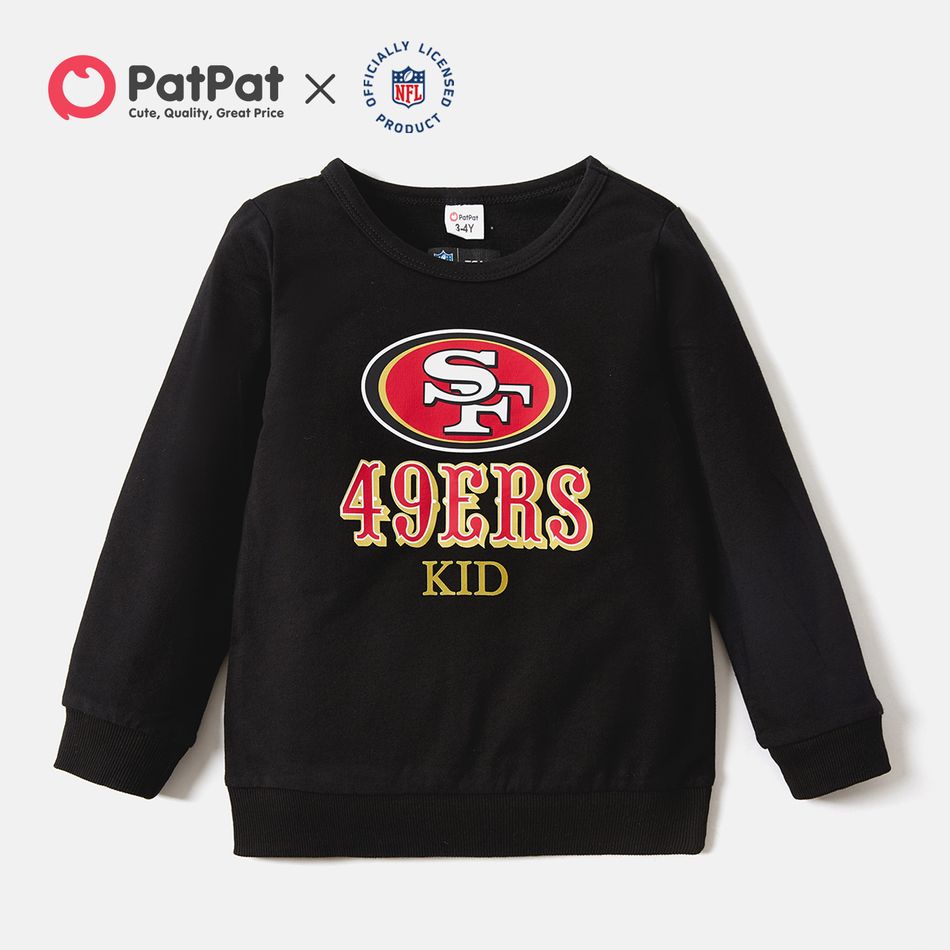 NFL Family Matching 100% Cotton Long-sleeve Graphic Black Sweatshirts (San Francisco 49ers) Black big image 7