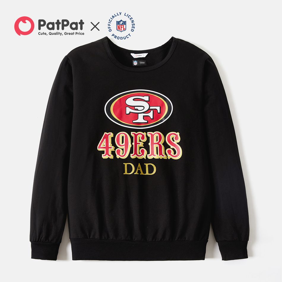 NFL Family Matching 100% Cotton Long-sleeve Graphic Black Sweatshirts (San Francisco 49ers) Black big image 2