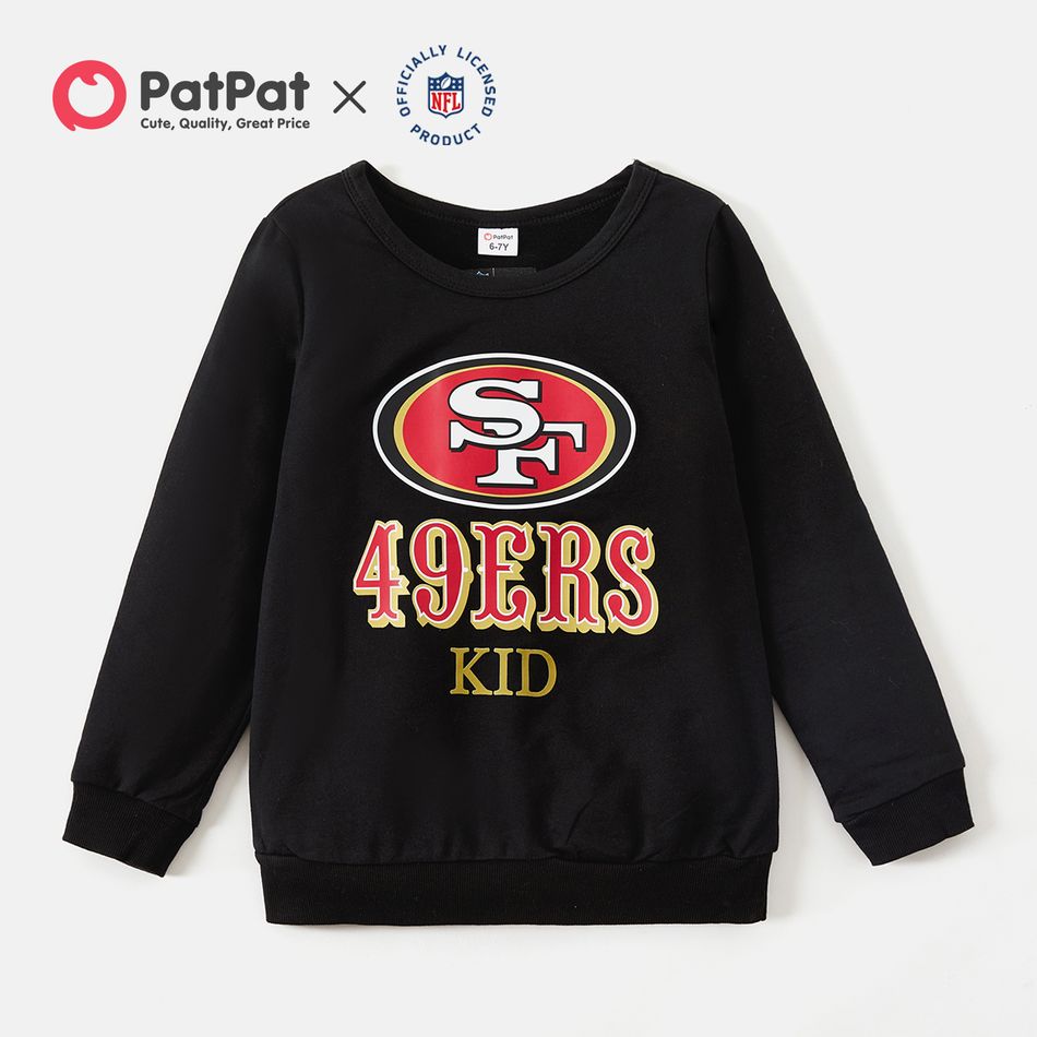 NFL Family Matching 100% Cotton Long-sleeve Graphic Black Sweatshirts (San Francisco 49ers) Black