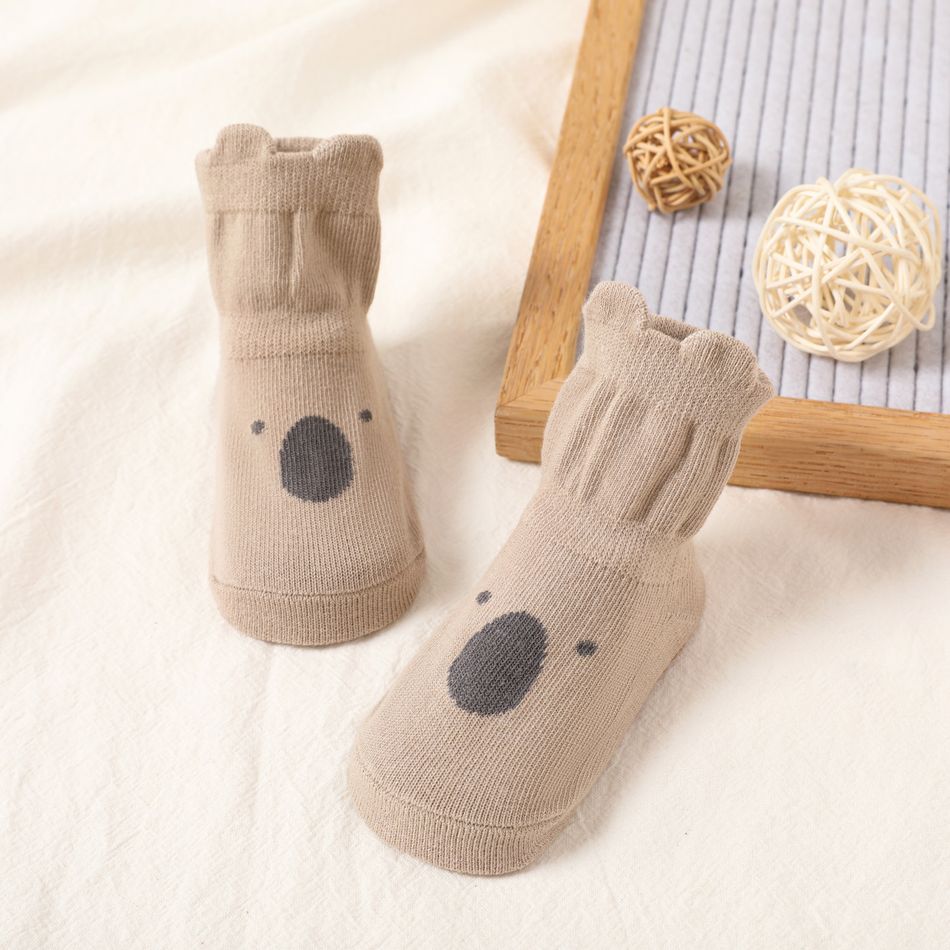 Baby / Toddler Cute Pattern Non-slip Grip Socks Khaki big image 5
