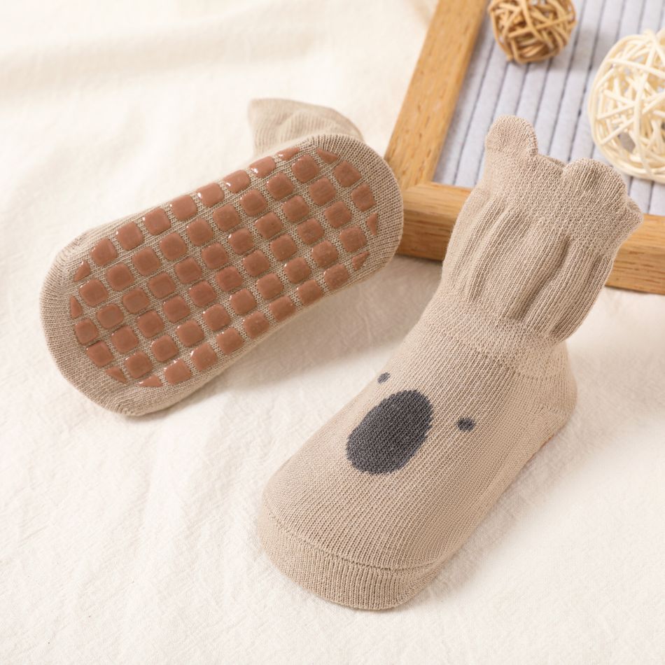 Baby / Toddler Cute Pattern Non-slip Grip Socks Khaki big image 4