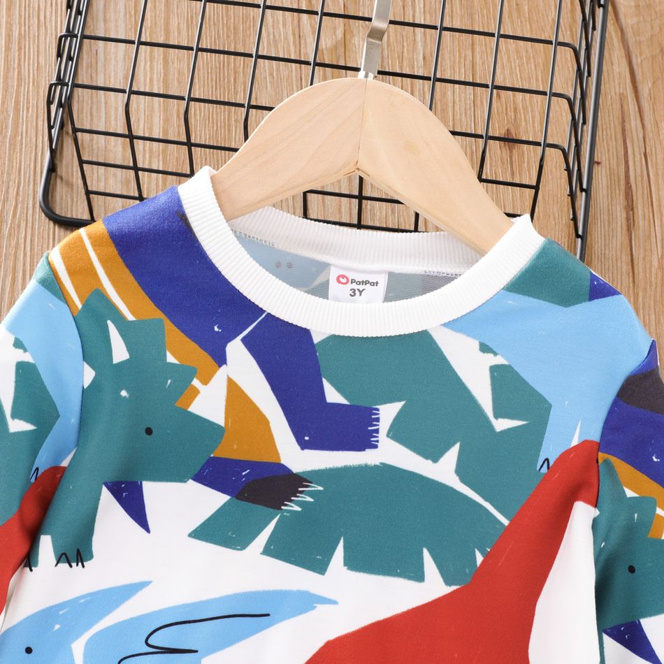 Toddler Boy Animal Print Colorblock Pullover Sweatshirt Multi-color big image 3