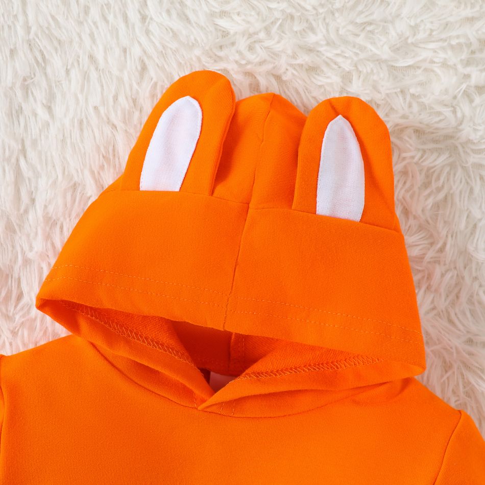 2pcs Baby Boy/Girl 100% Cotton Long-sleeve Fox Graphic Hoodie and Sweatpants Set Orange big image 2