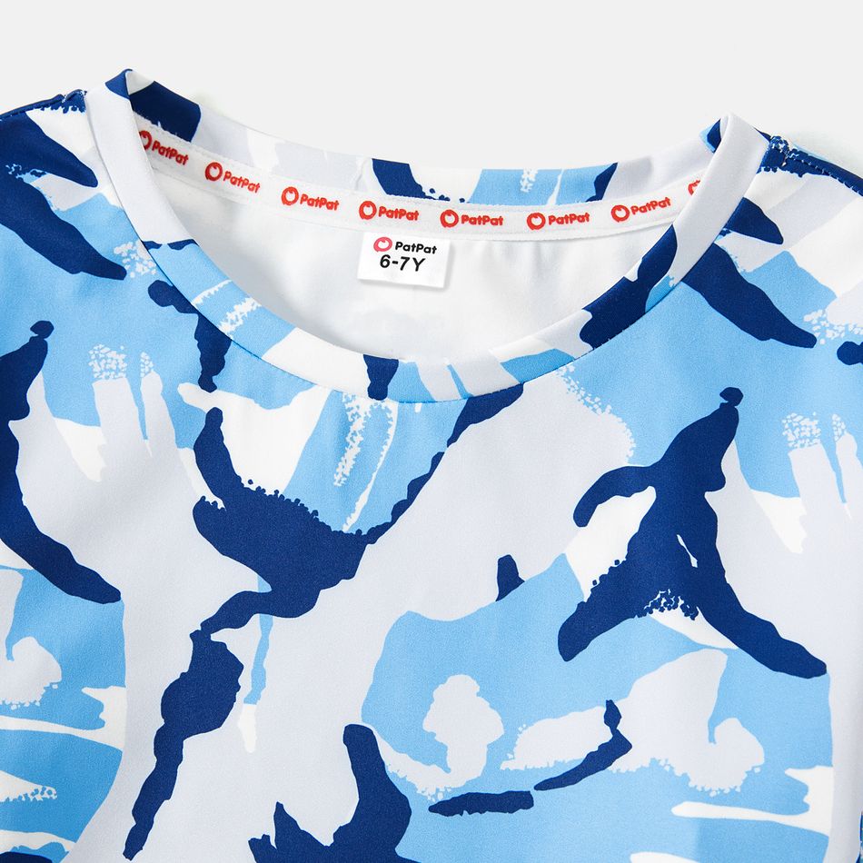 Activewear Kid Boy Camouflage Print Splice Long-sleeve Tee Light Blue big image 4
