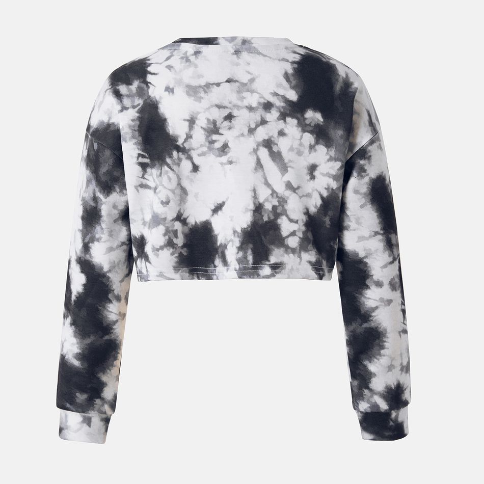 Activewear Kid Girl Camouflage Print Crop Pullover Sweatshirt BlackandWhite big image 5