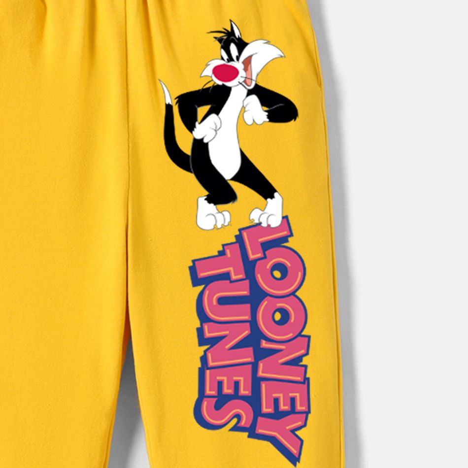Looney Tunes Toddler Girl/Boy 100% Cotton Letter Print Elasticized Pants Pale Yellow big image 2