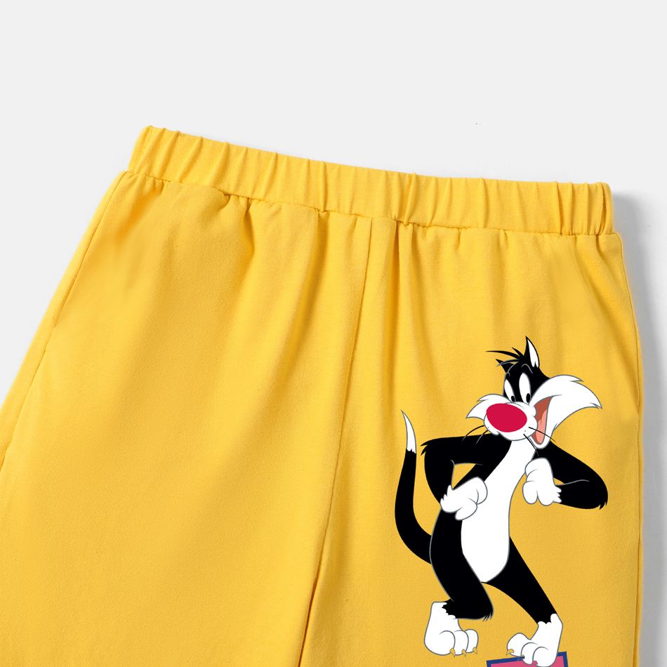 Looney Tunes Toddler Girl/Boy 100% Cotton Letter Print Elasticized Pants Pale Yellow big image 4