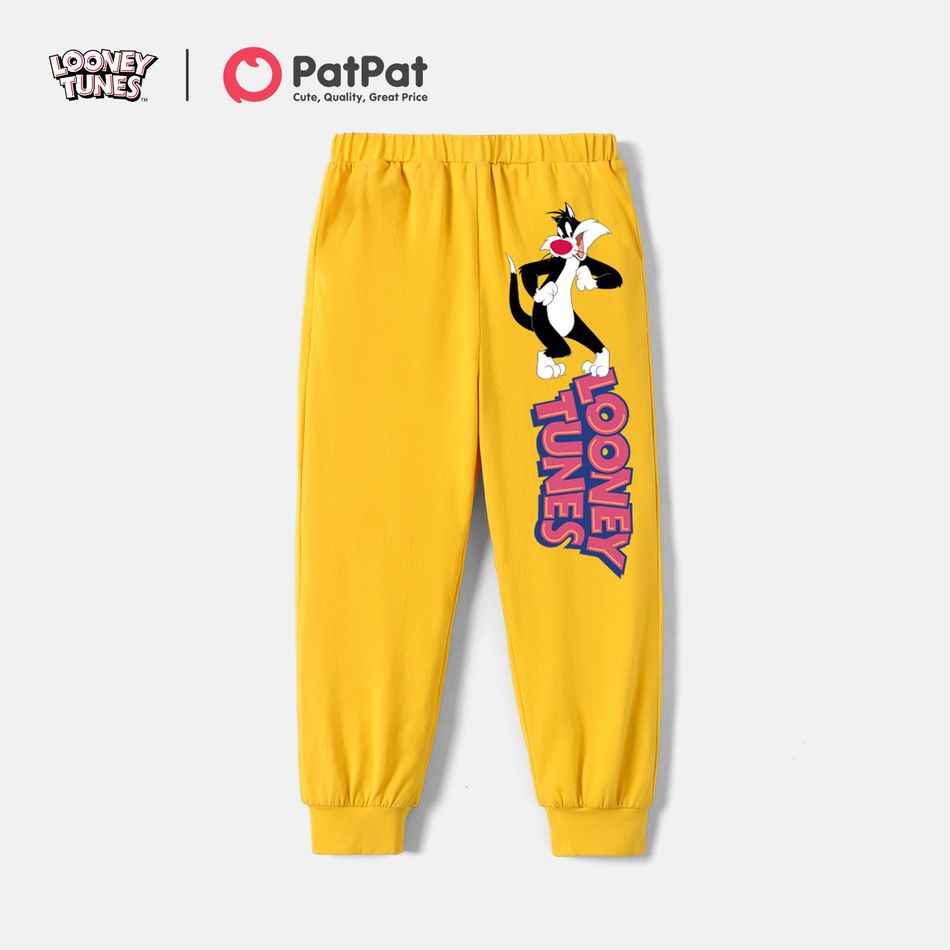 Looney Tunes Toddler Girl/Boy 100% Cotton Letter Print Elasticized Pants Pale Yellow big image 7