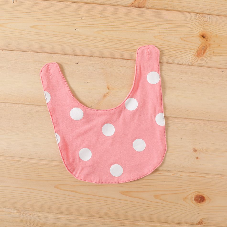 2pcs Baby Girl 95% Cotton Long-sleeve Polka Dot & Elephant Print Spliced Jumpsuit with Bib Set Pink big image 4