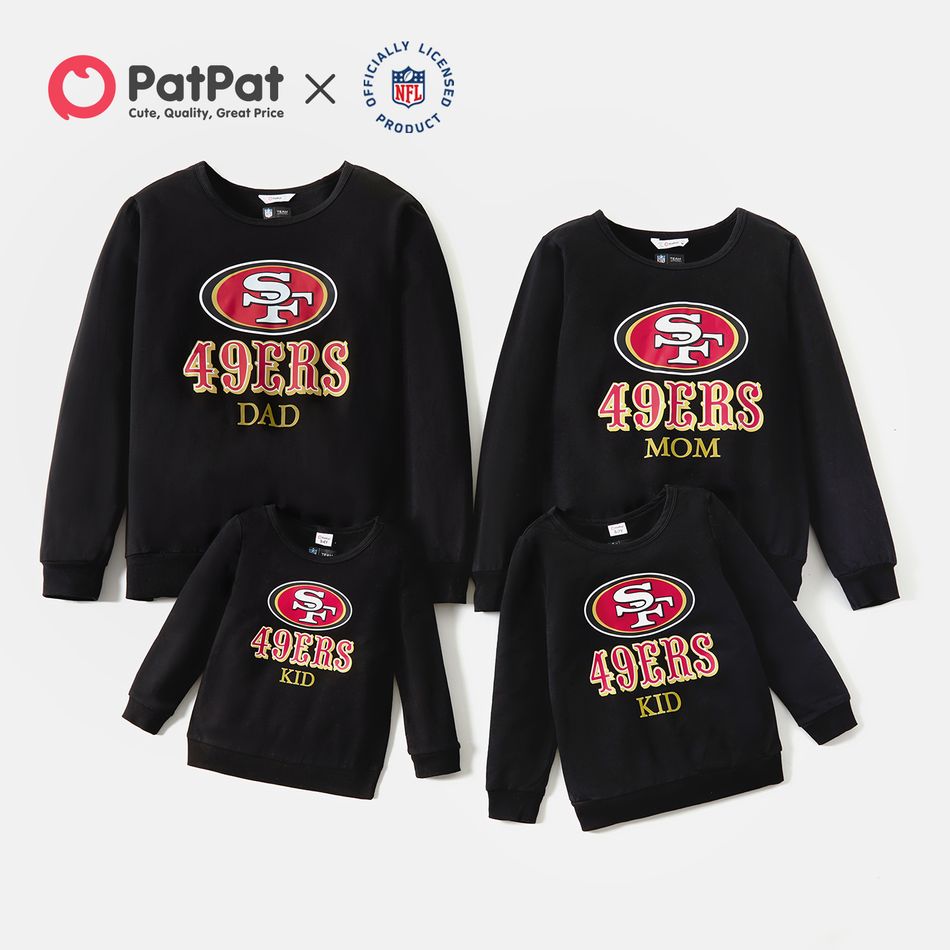 NFL Family Matching 100% Cotton Long-sleeve Graphic Black Sweatshirts (San Francisco 49ers) Black